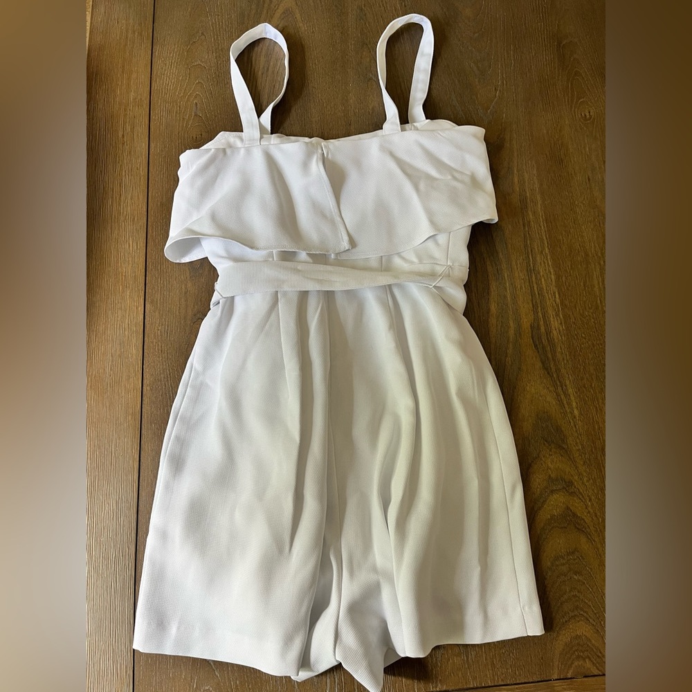 Express White Ruffle Top Cami Romper - Picture 8 of 13
